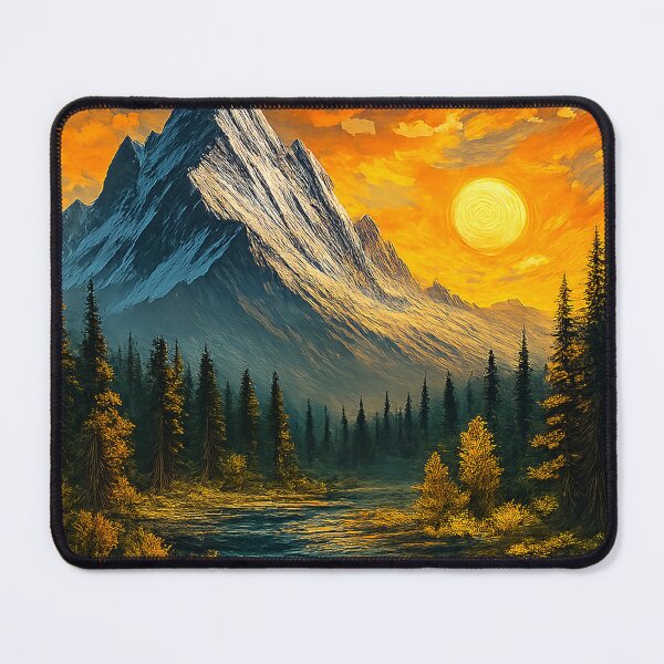 Item preview, Fiery Mountain Sunset River designed and sold by syotos-ai.
