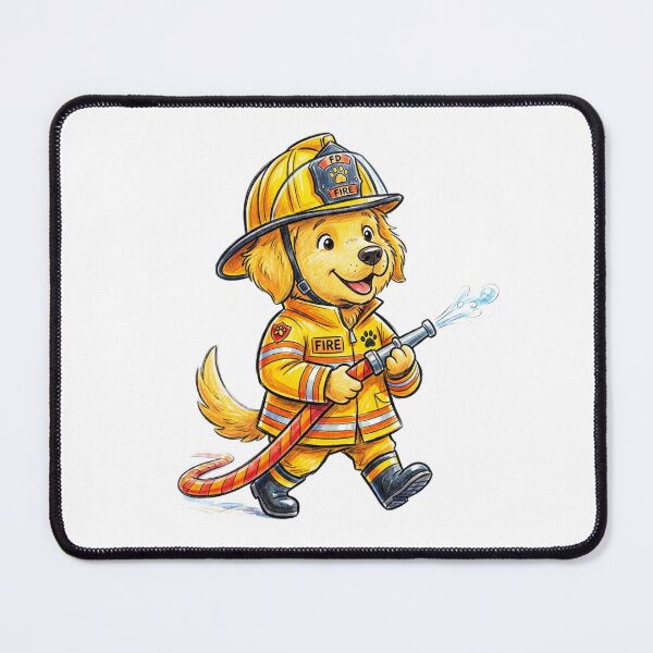 Item preview, Cute Firefighter Dog Golden Retriever Hero Splashing Water Illustration designed and sold by TaiwanMemory.