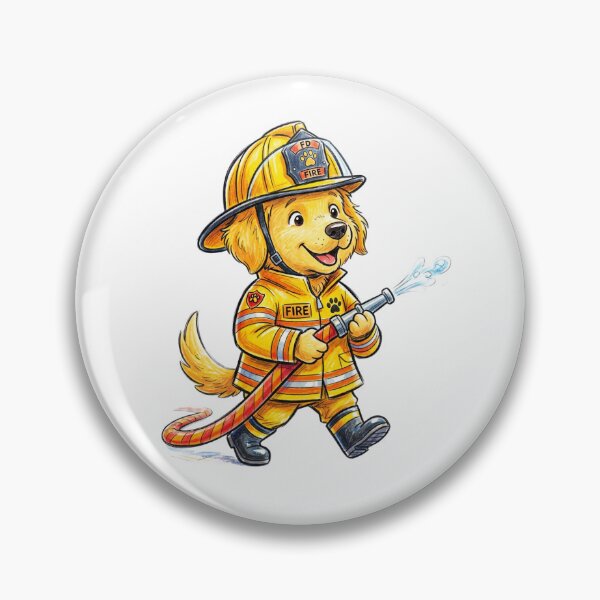 Item preview, Cute Firefighter Dog Golden Retriever Hero Splashing Water Illustration designed and sold by TaiwanMemory.