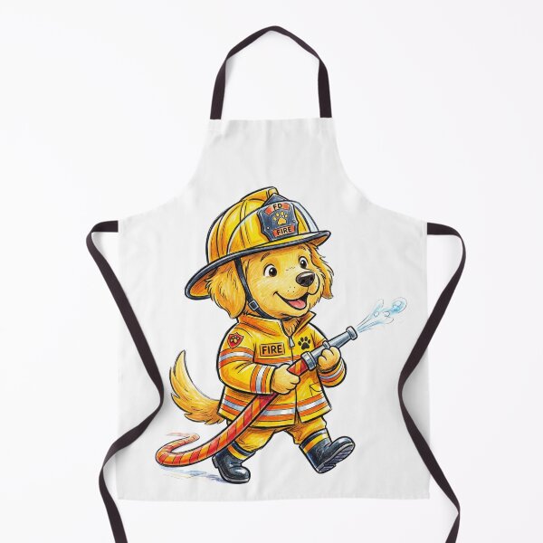 Item preview, Cute Firefighter Dog Golden Retriever Hero Splashing Water Illustration designed and sold by TaiwanMemory.