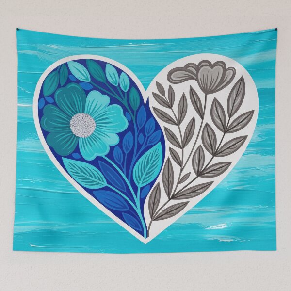 Item preview, Split Heart Floral Contrast designed and sold by PixorStudio.