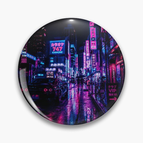 Item preview, Neon Nights Rainy Tokyo Style Street Cityscape Poster designed and sold by ferminhays.