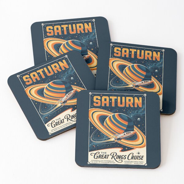 Item preview, Saturn Retro NASA Travel Poster Great Rings Cruise designed and sold by RetroRewind Studio.