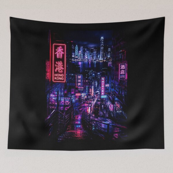 Item preview, Neon Hong Kong Night Street Cyberpunk City Lights designed and sold by ferminhays.