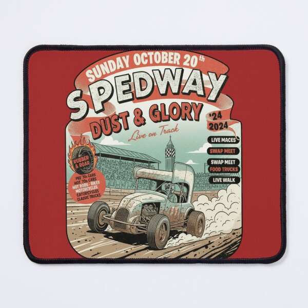 Item preview, Speedway Dust and Glory Vintage Dirt Track Racing Hot Rod Retro Motorsports Design designed and sold by ObsidianUruk.