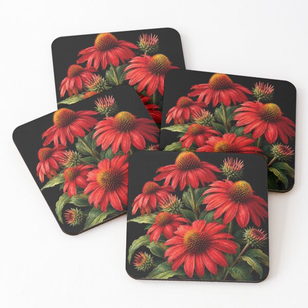 Item preview, Red Echinacea Dark Floral Bouquet designed and sold by scicilysimonee.