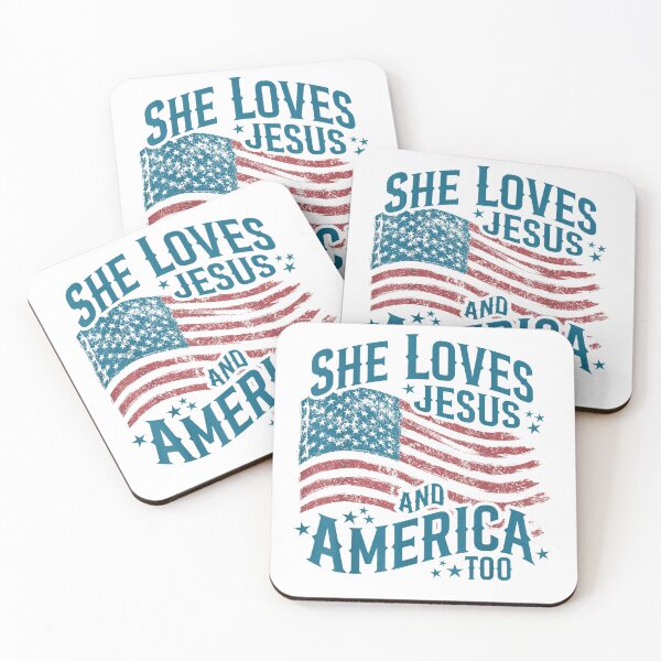 Item preview, She Loves Jesus and America Too USA Flag 4th of July T-Shirt designed and sold by gidget-gadget.