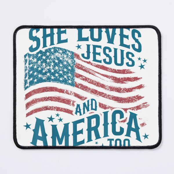 Item preview, She Loves Jesus and America Too USA Flag 4th of July T-Shirt designed and sold by gidget-gadget.