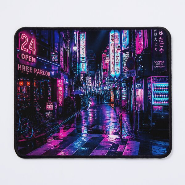 Item preview, Neon City Rainy Night Street Retro Futuristic Urban designed and sold by ferminhays.