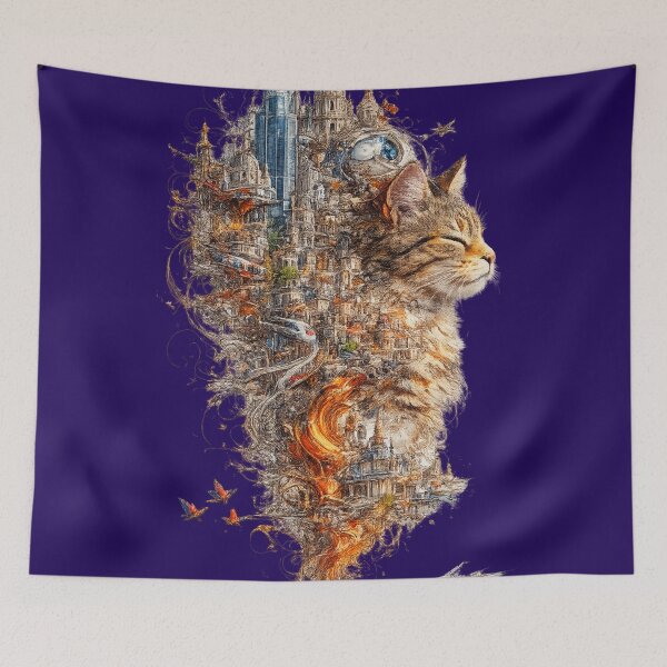 Item preview, Whiskered City Dreamscape designed and sold by PlengPoomofArts.