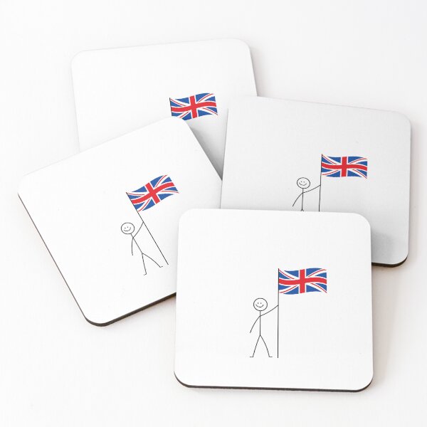 Item preview, Stick Figure Holding British Flag designed and sold by ScribbleHaus.