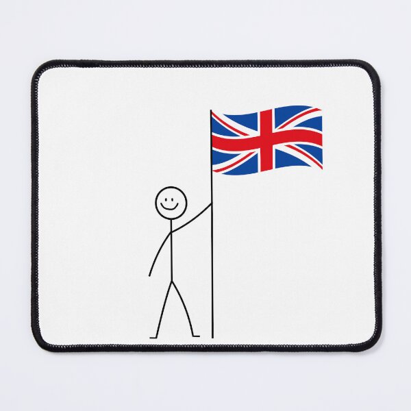 Item preview, Stick Figure Holding British Flag designed and sold by ScribbleHaus.