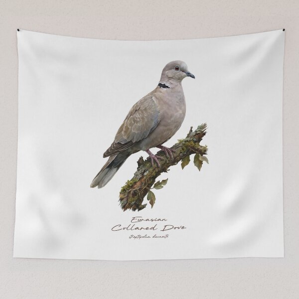 Item preview, Eurasian Collared Dove on Mossy Branch designed and sold by Takeda-art.