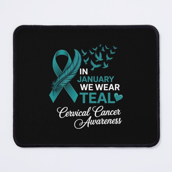 Item preview, in January Wear Teal Cervical Cancer Awareness Teal Ribbon designed and sold by sailorjessiArt.