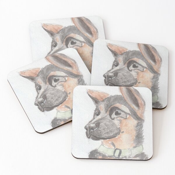 Item preview, German Shepherd puppy in watercolor designed and sold by San-shine-arts.