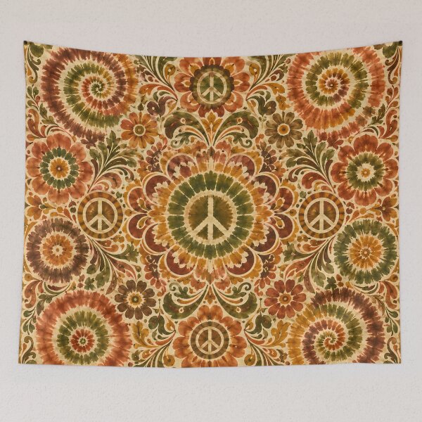 Item preview, Earth Tone Peace Sign Tie Dye Bohemian Hippie designed and sold by PinUpPizzazz.