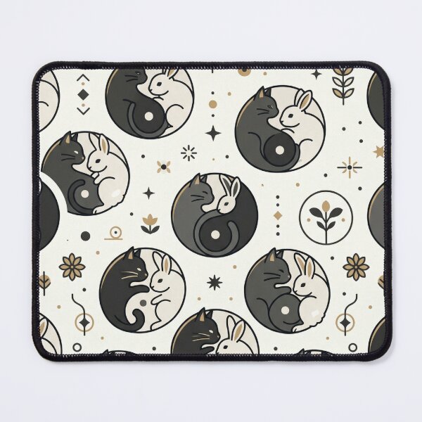 Item preview, Yin Yang Cat Rabbit Seamless Pattern | Balanced Animal Design designed and sold by Rovano.