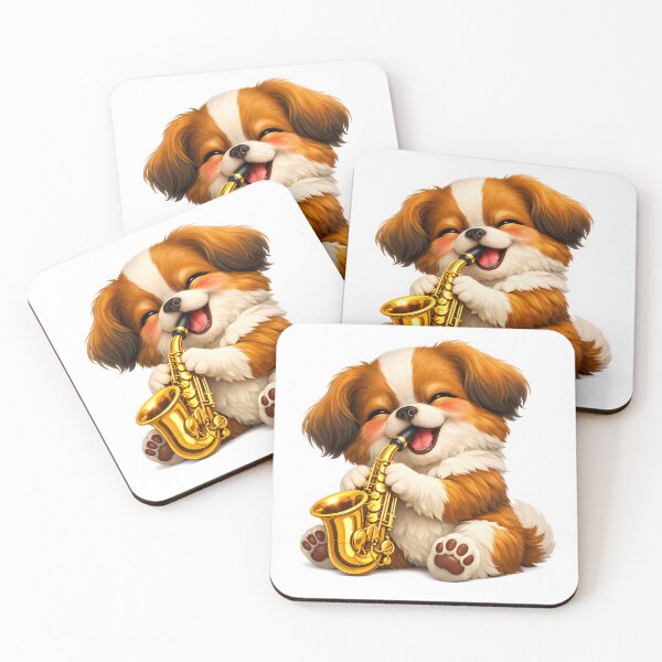 Item preview, Cute Japanese Chin Dog Playing Saxophone designed and sold by miraldymelody.