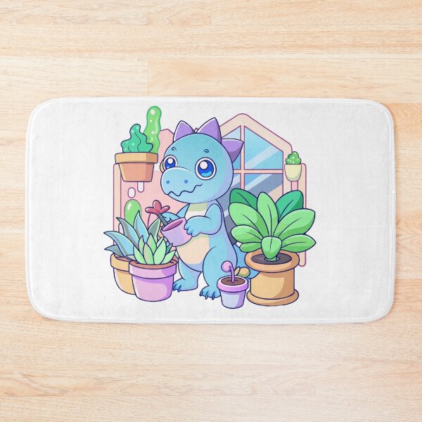 Item preview, tiny dinosaur watering houseplants in cozy room designed and sold by Senglaopattern.