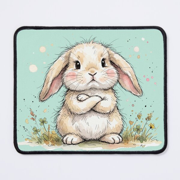 Item preview, Cute Angry Bunny Rabbit Crossing Arms Grumpy Art designed and sold by BreezifyDesignStudio.
