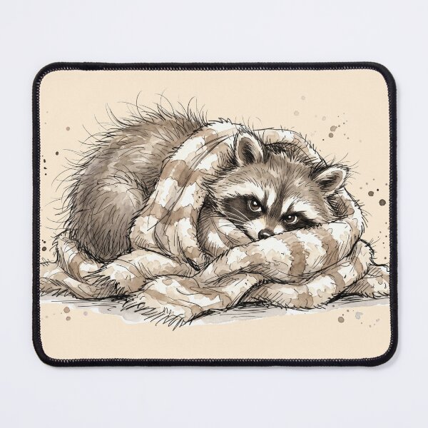 Item preview, Cute Moody Raccoon Wrapped in Blanket Blanket Burrito Art designed and sold by BreezifyDesignStudio.