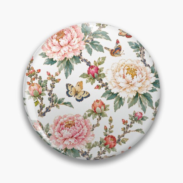 Item preview, Korean Minhwa Peonies, Songbirds & Butterflies Pattern | Traditional Folk Art Seamless Floral designed and sold by K-Tradition.