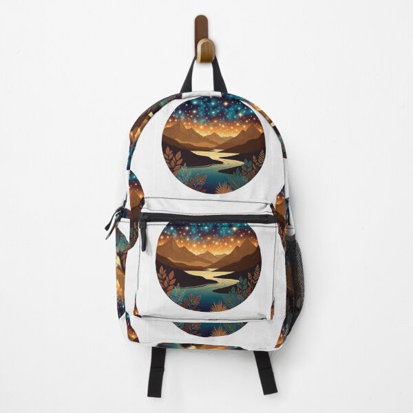 Item preview, Celestial Mountain River Landscape | Starry Night Nature Illustration designed and sold by GalleryPeak.