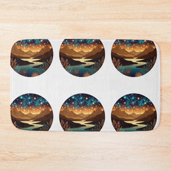 Item preview, Celestial Mountain River Landscape | Starry Night Nature Illustration designed and sold by GalleryPeak.