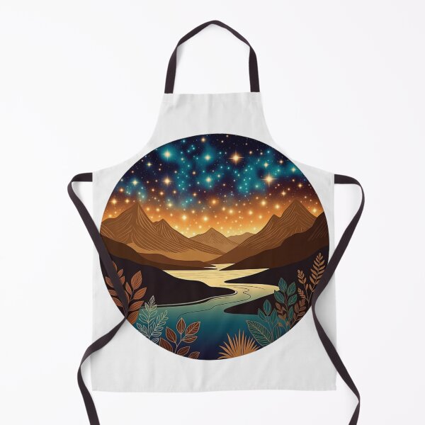 Item preview, Celestial Mountain River Landscape | Starry Night Nature Illustration designed and sold by GalleryPeak.