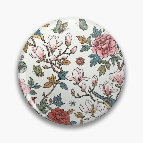 Item preview, Korean Minhwa Magnolia, Songbirds & Butterflies Pattern | Traditional Folk Art Seamless Floral Design designed and sold by K-Tradition.