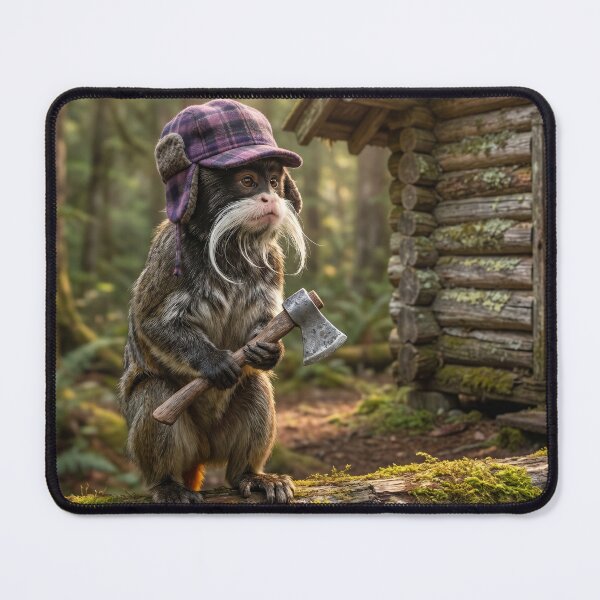 Item preview, Emperor Tamarin Monkey Lumberjack Tames the Wilderness designed and sold by Tridentulus.
