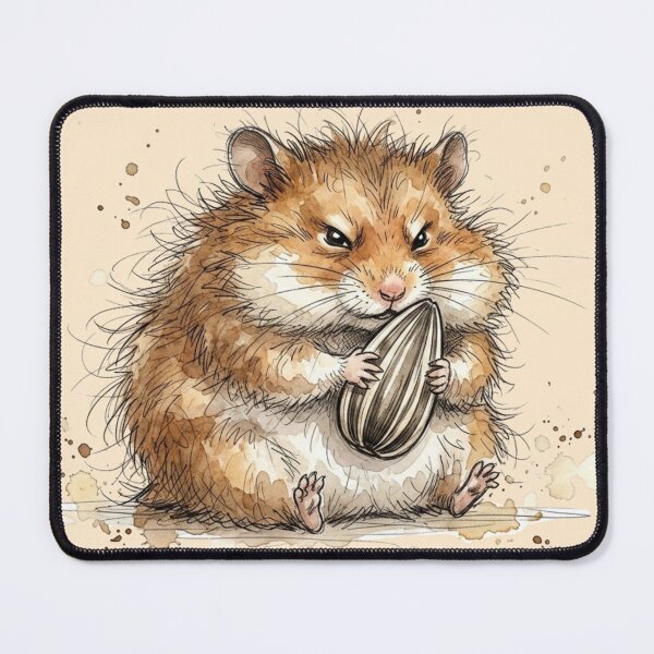 Item preview, Cute Angry Hamster Glaring with Sunflower Seed Art designed and sold by BreezifyDesignStudio.