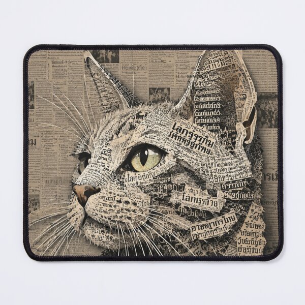 Item preview, Newspaper Cat Portrait Collage designed and sold by PlengPoomofArts.