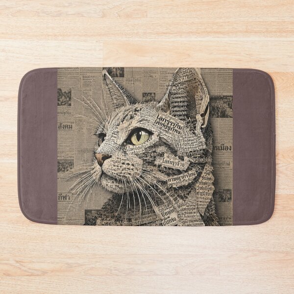 Item preview, Newspaper Cat Portrait Collage designed and sold by PlengPoomofArts.