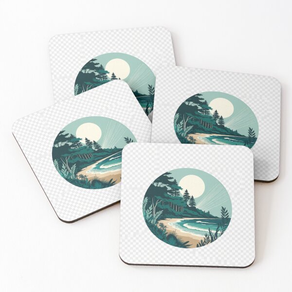 Item preview, Moonlit Tropical Beach Landscape | Coastal Nature Illustration designed and sold by GalleryPeak.