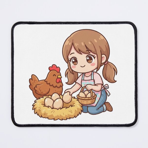 Item preview, Picking Up Chicken Eggs Cute Illustration | Kawaii Farm Girl Design designed and sold by morning sun.