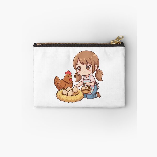 Item preview, Picking Up Chicken Eggs Cute Illustration | Kawaii Farm Girl Design designed and sold by morning sun.
