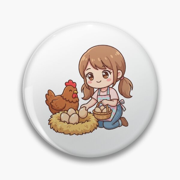 Item preview, Picking Up Chicken Eggs Cute Illustration | Kawaii Farm Girl Design designed and sold by morning sun.