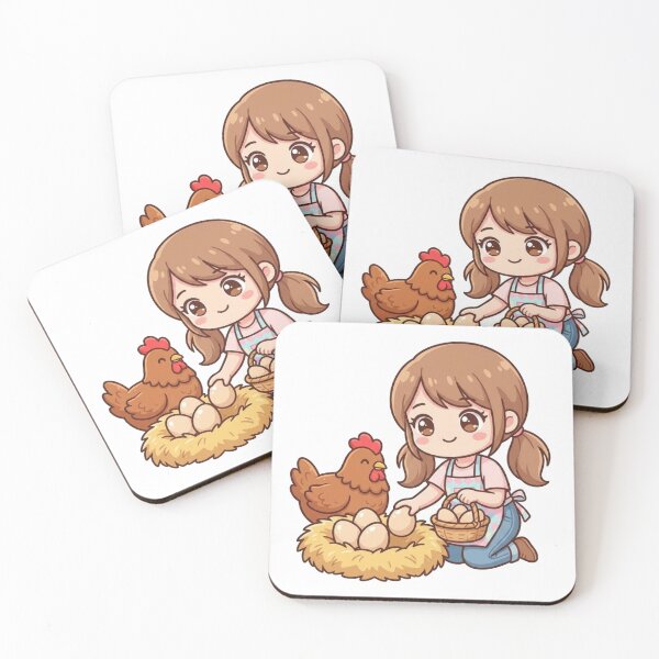 Item preview, Picking Up Chicken Eggs Cute Illustration | Kawaii Farm Girl Design designed and sold by morning sun.