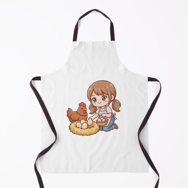 Item preview, Picking Up Chicken Eggs Cute Illustration | Kawaii Farm Girl Design designed and sold by morning sun.