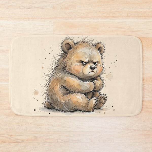 Item preview, Cute Grumpy Baby Bear Sitting and Frowning Art designed and sold by BreezifyDesignStudio.