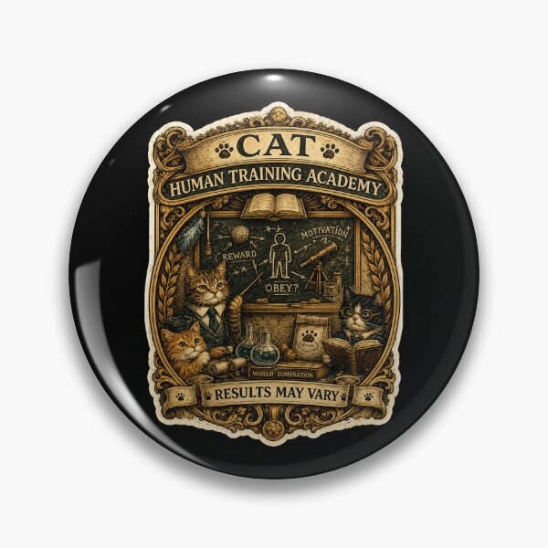 Item preview, Cat Human Training Academy | Results May Vary | Funny Vintage Cat Training Badge designed and sold by MrDev.