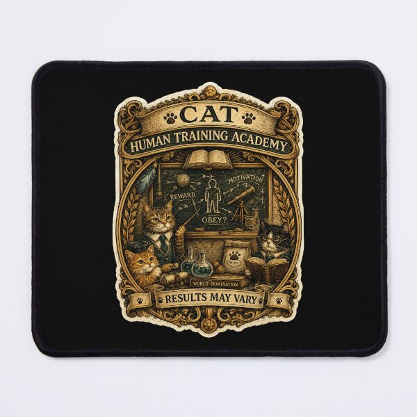 Item preview, Cat Human Training Academy | Results May Vary | Funny Vintage Cat Training Badge designed and sold by MrDev.