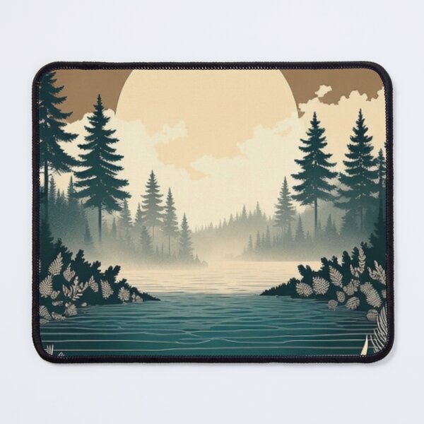 Item preview, Moonlit Forest Lake Landscape | Minimal Nature Illustration designed and sold by GalleryPeak.