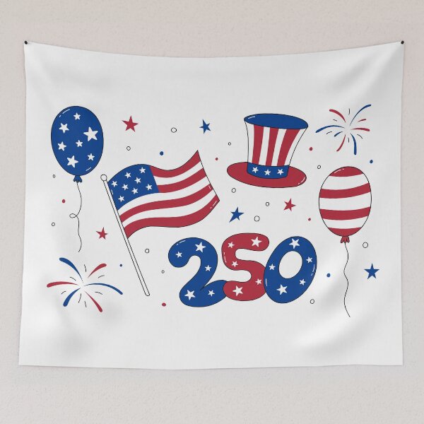 Item preview, America 250 Years. Cute Doodle Print. USA Independence Day Celebration designed and sold by AnnaVioletStore.