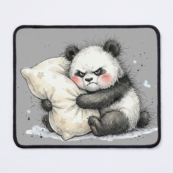 Item preview, Cute Grumpy Baby Panda Hugging Pillow Angry Art designed and sold by BreezifyDesignStudio.