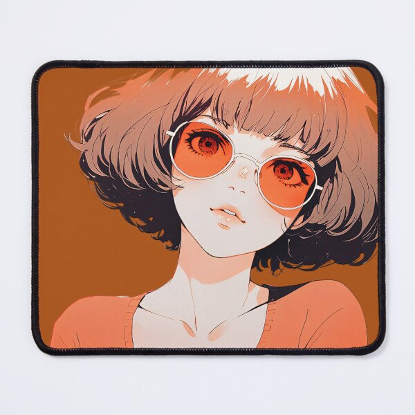 Item preview, Retro Anime Girl with Orange Sunglasses – Aesthetic Manga Portrait designed and sold by KiraChie.