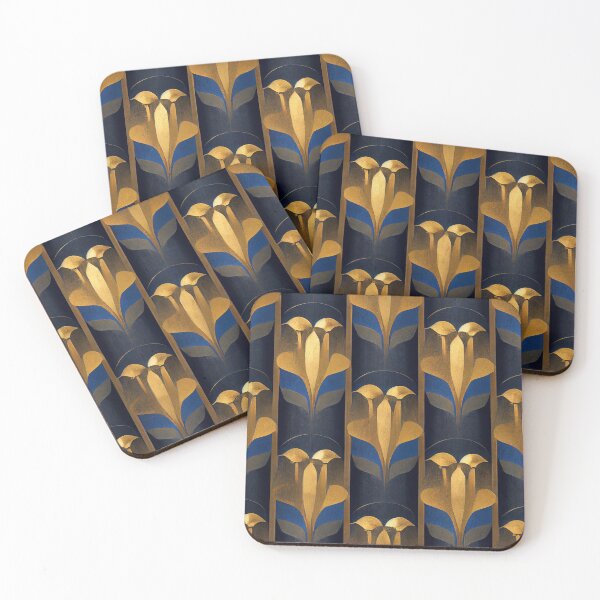 Item preview, Azure Blue And Golden Hues Art Deco Pattern designed and sold by DEC02.