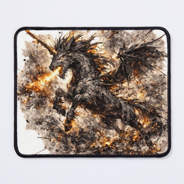 Item preview, Dark Fire Unicorn Fantasy Dragon Horse designed and sold by Idans.