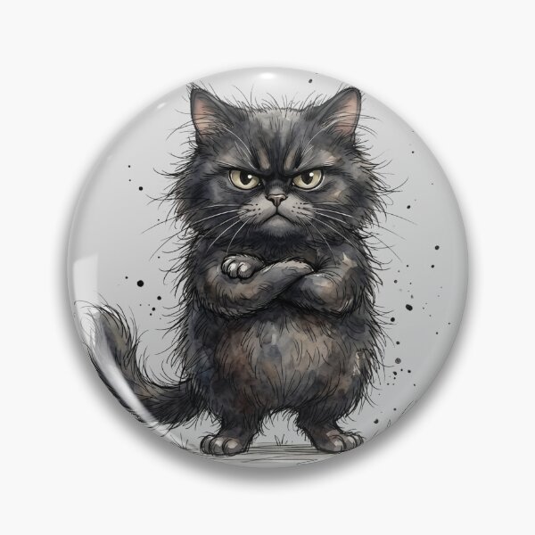 Item preview, Cute Angry Black Cat Crossing Paws Grumpy Moody Art designed and sold by BreezifyDesignStudio.